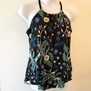 Halter Style Floral sleeveless Top Size Large